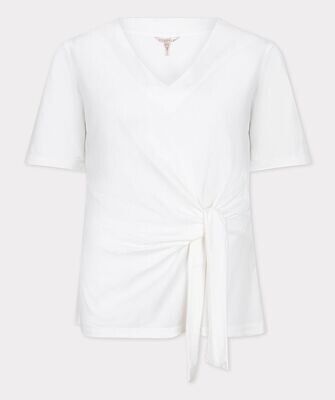 Esqualo SP24.30023 Women's SS V-Neck Top w/ Waist Tie/