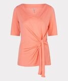 Esqualo SP24.30023 Women's SS V-Neck Top w/ Waist Tie/, Color: CANTALOUPE, Size: XS