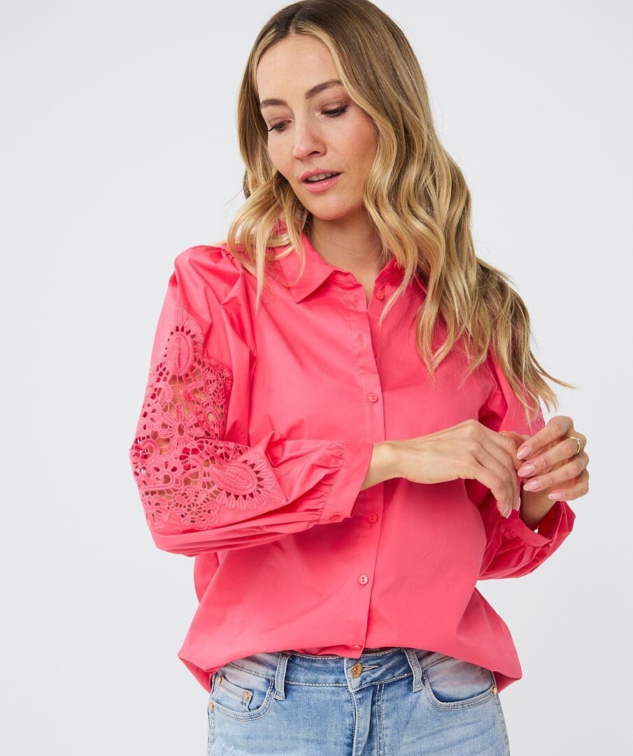 Esqualo SP24.14035 Women's Long Sleeve Crochet Blouse