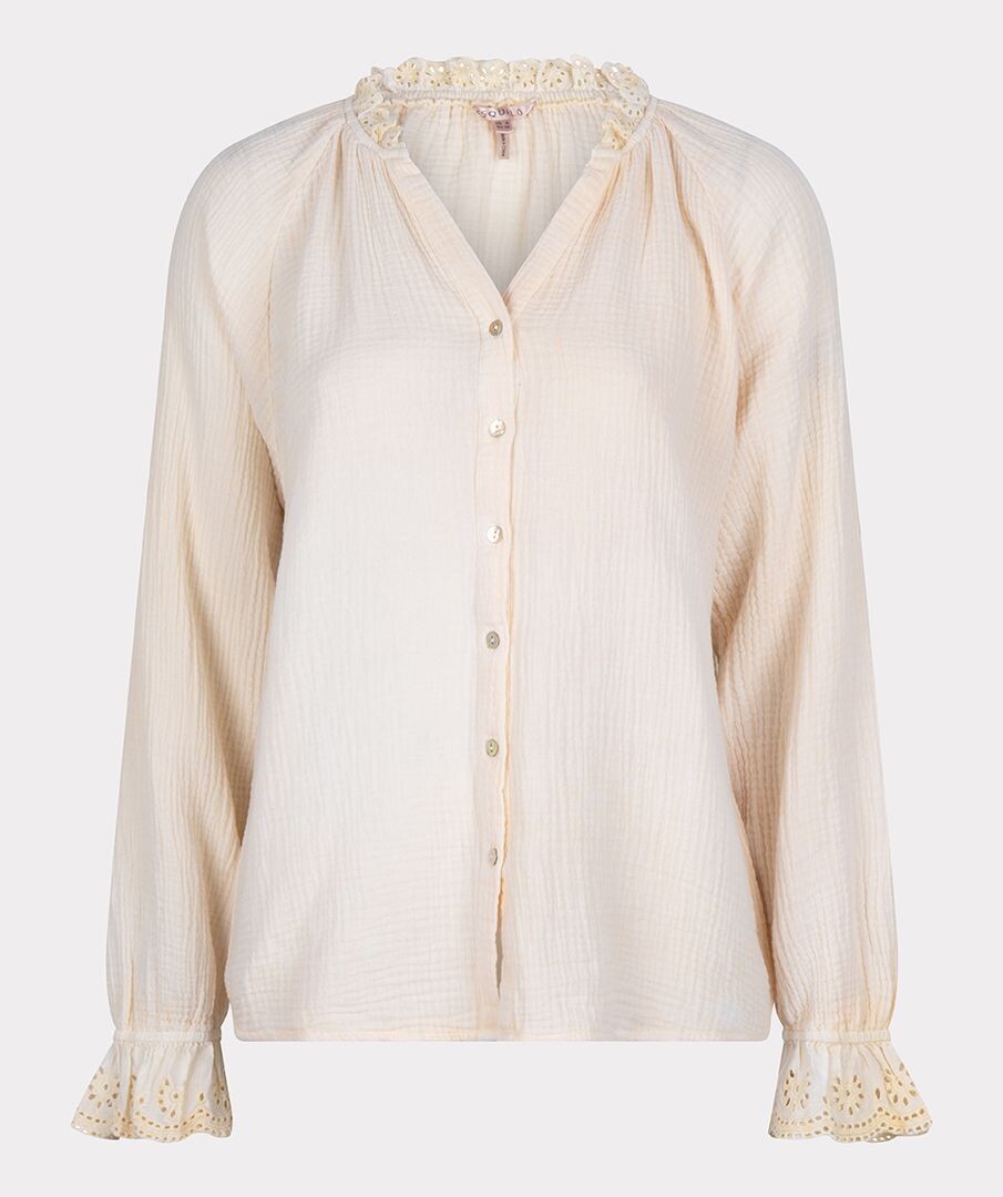 Esqualo SP23.14036 Women's Long Sleeve Blouse w/ Eyelet Collar