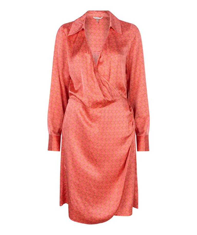 Esqualo SP24.14000 Women's Long Sleeve Satin Chain Link Dress