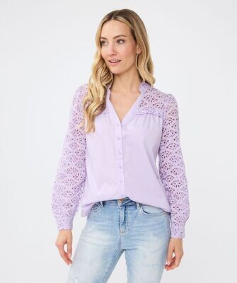 Esqualo SP24.14036 Women's LS Eyelet Blouse/