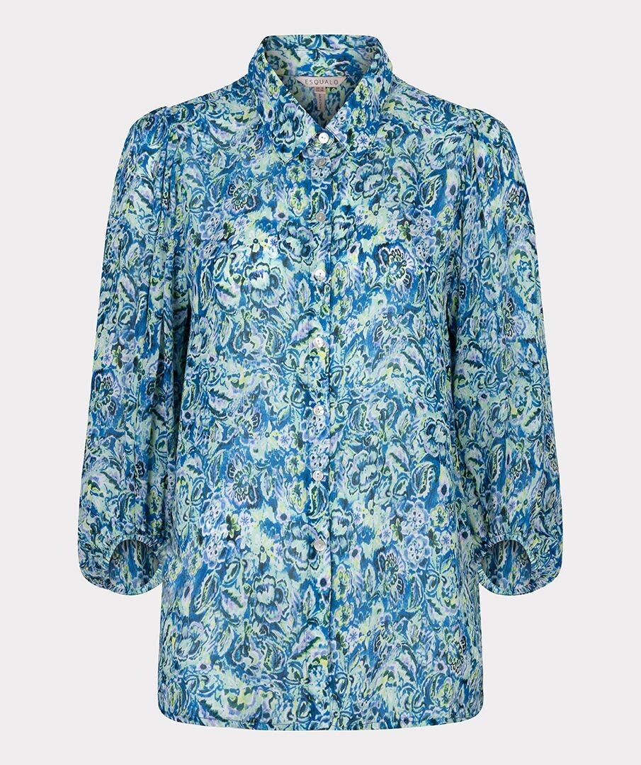 Esqualo SP24.15005 Women's Long Sleeve Crepe Floral Blouse