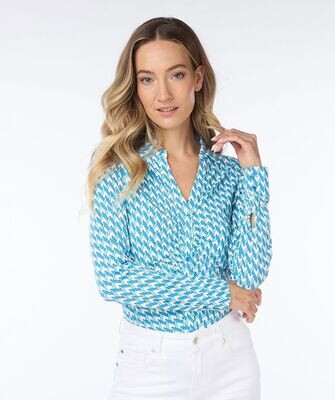 Esqualo SP24.30010 Women's Long Sleeve Ruched Chevon Blouse