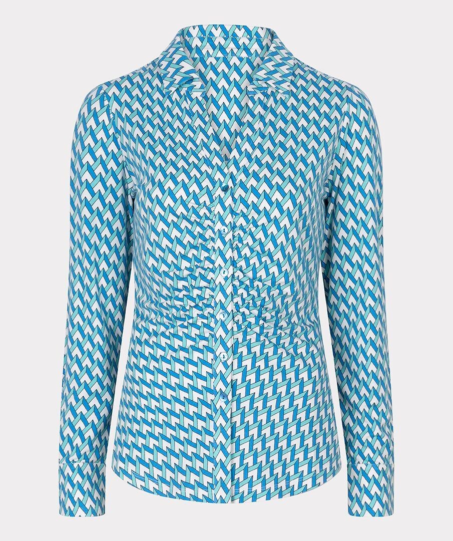 Esqualo SP24.30010 Women's Long Sleeve Ruched Chevon Blouse
