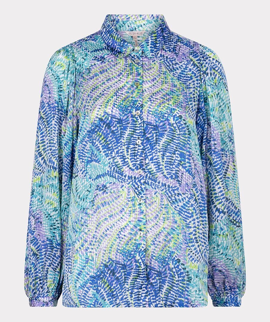 Esqualo SP24.15011 Women's Long Sleeve Satin Leafy Blouse