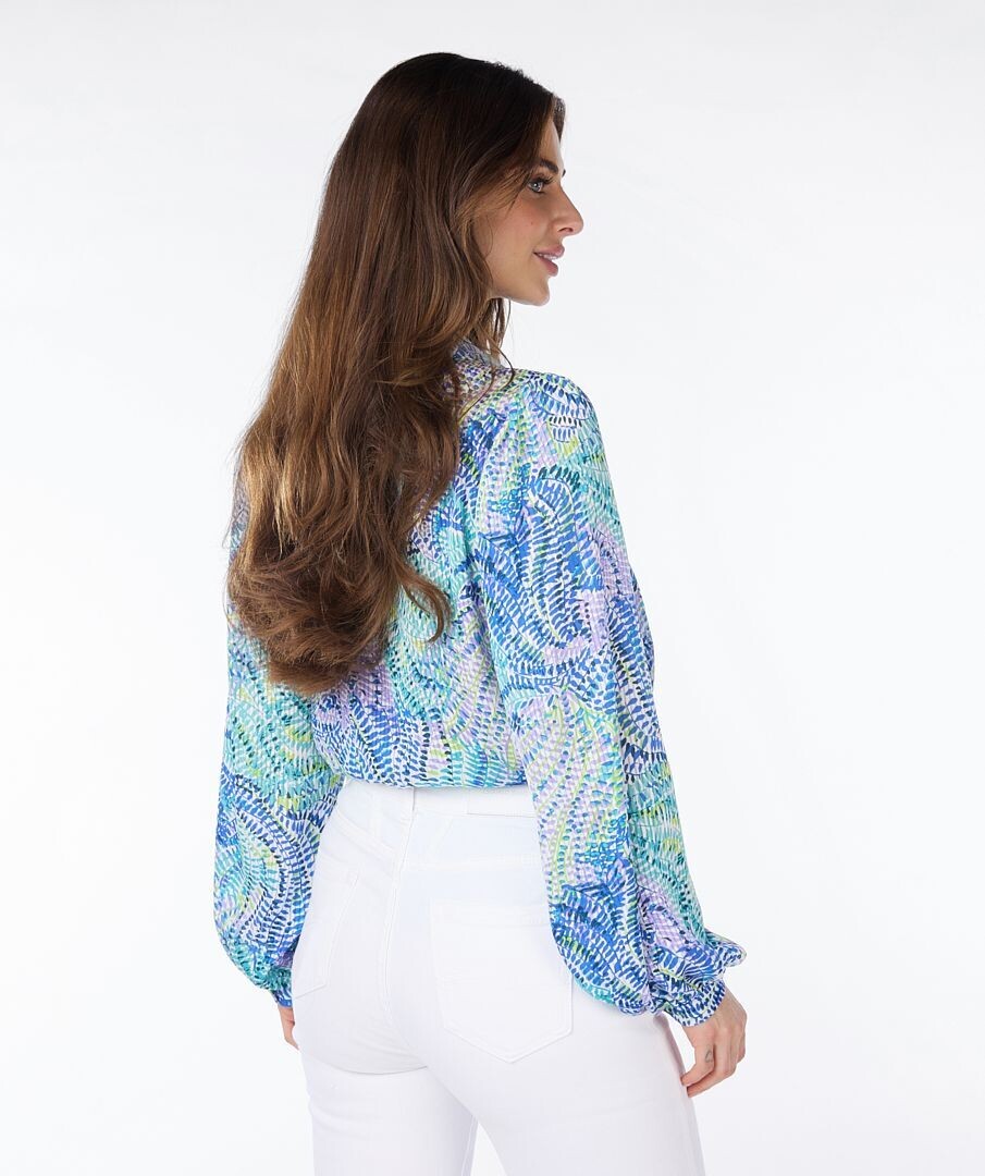 Esqualo SP24.15011 Women's Long Sleeve Satin Leafy Blouse