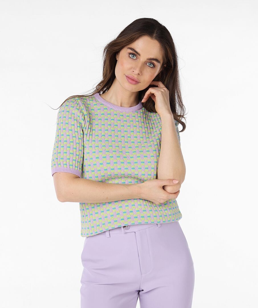 Esqualo SP24.07020 Women's Short Sleeve Knit Check Top