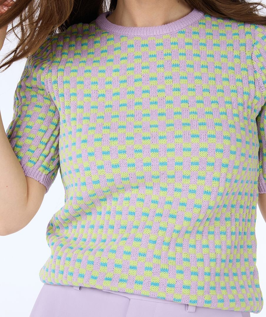 Esqualo SP24.07020 Women's Short Sleeve Knit Check Top