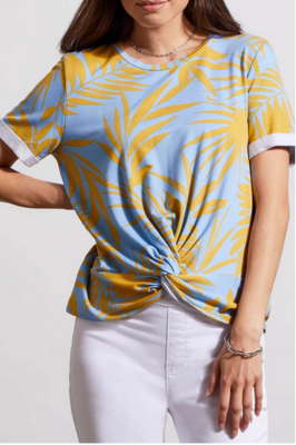 Tribal 7325O-45555-2856 Blue v neck t-shirt with pocket