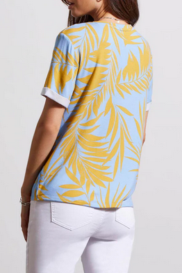 Tribal 7325O-45555-2856 Blue v neck t-shirt with pocket