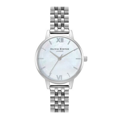 Olivia Burton 0B16MOP02 Silver Watch / MOP Dial Roman Numerals (Mother of Pearl)