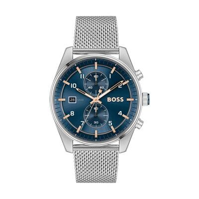 BOSS 1514149 Men's Silver Blue & Rose Gold Watch