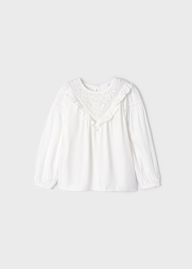 Mayoral 4191 junior girls white bohemian style blouse, Size: 2