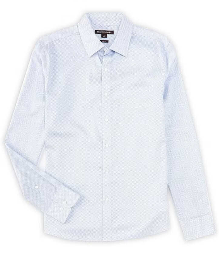 Michael Kors CR4406SBBX Men's LS SF Stretch Spread Pixel Dress Shirt/, Color: WHITE, Size: S