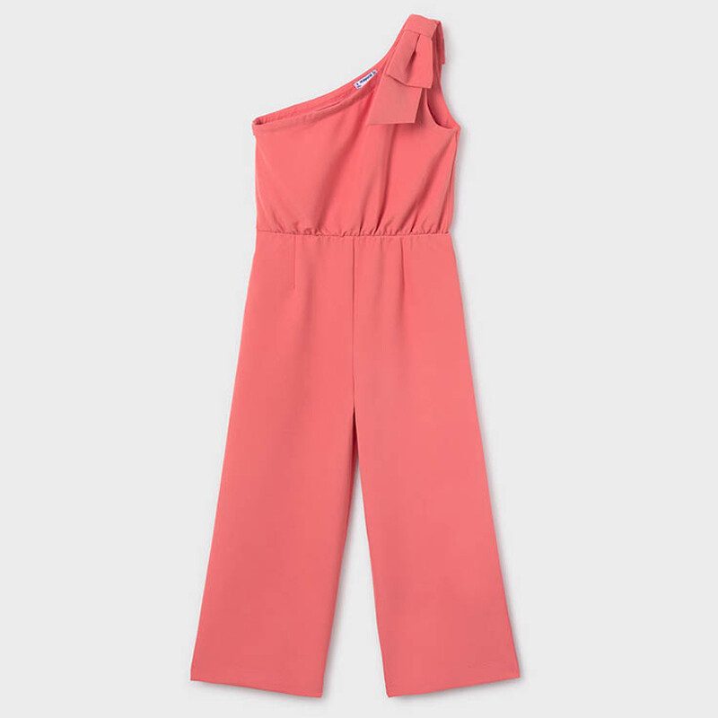 Mayoral 6853 Girl's One-Shoulder Crepe Jumpsuit