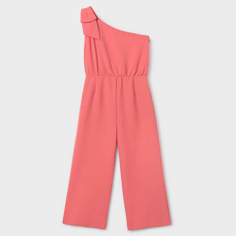 Mayoral 6853 Girl's One-Shoulder Crepe Jumpsuit