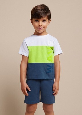 Mayoral 3609 Boy's Short Sleeve Wave T-Shirt & Shorts Set 2PC