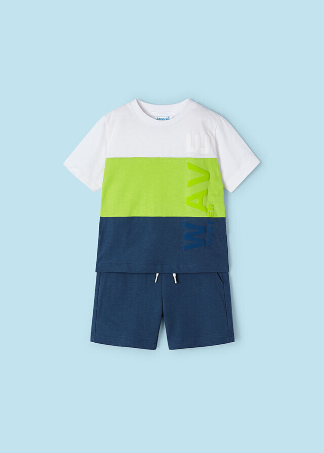 Mayoral 3609 Boy's Short Sleeve Wave T-Shirt & Shorts Set 2PC