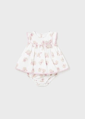 Mayoral 1807 Baby Girl's SL Satin Bunny Dress & Diaper Cover Set 2PC