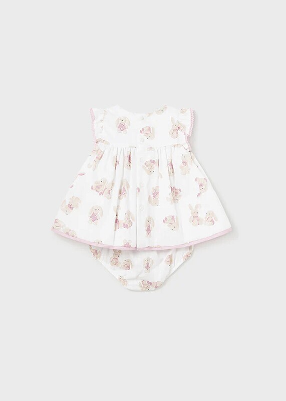 Mayoral 1807 Baby Girl's SL Satin Bunny Dress & Diaper Cover Set 2PC/