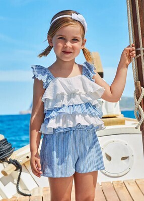 Mayoral 3259 Girl's SL Ruffle Top & Shorts Set 2PC