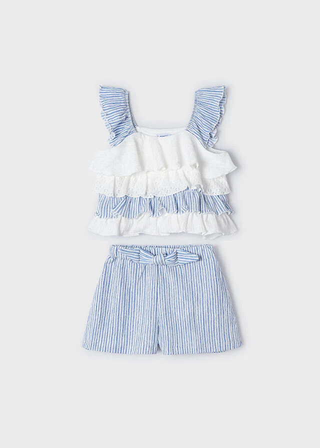 Mayoral 3259 Girl's SL Ruffle Top & Shorts Set 2PC