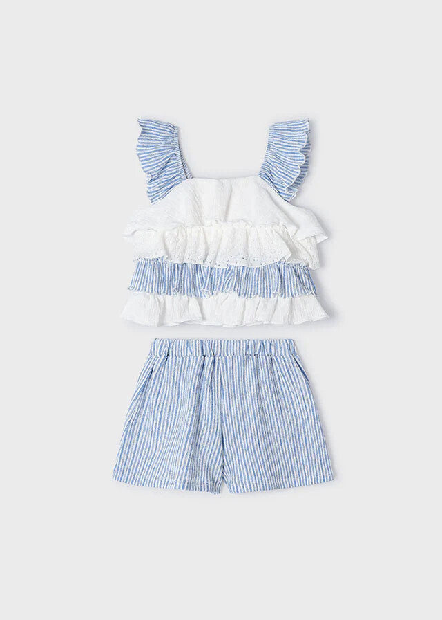 Mayoral 3259 Girl's SL Ruffle Top & Shorts Set 2PC