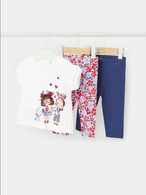 Mayoral 1737 Baby Girl's Short Sleeve T-Shirt & 2 Leggings Set 3PC