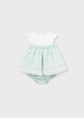 Mayoral 1824 Baby Girl's SL Linen & Chiffon Dress & Diaper Cover Set 2PC/