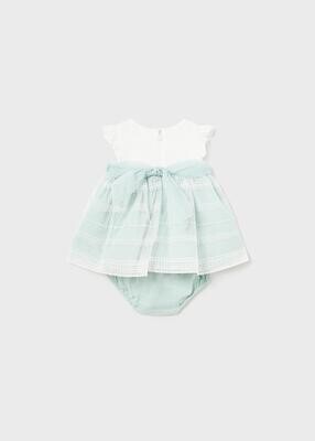 Mayoral 1824 Baby Girl's SL Linen & Chiffon Dress & Diaper Cover Set 2PC/