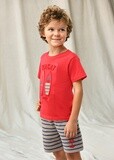 Mayoral 3607 Boy's SS Vacay T-Shirt & Stripe Shorts Set 2PC/