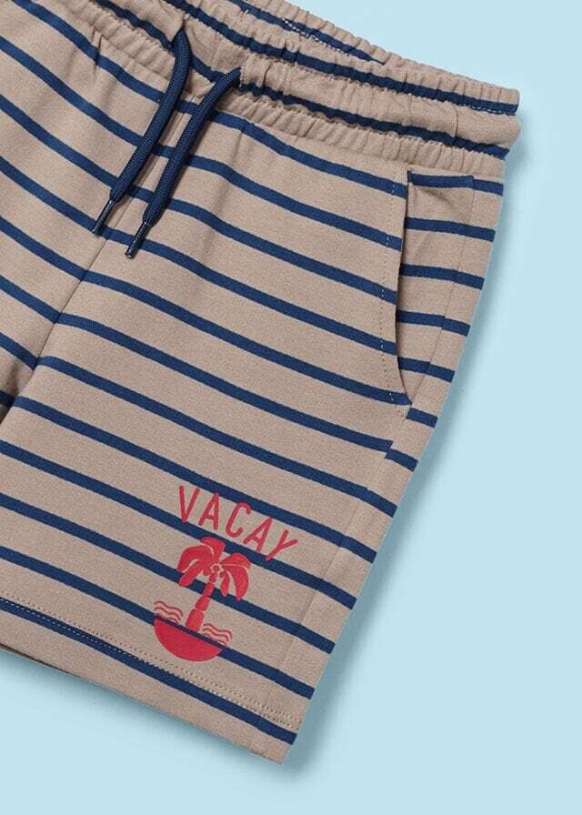 Mayoral 3607 Boy's Short Sleeve Vacay T-Shirt & Stripe Shorts Set 2PC