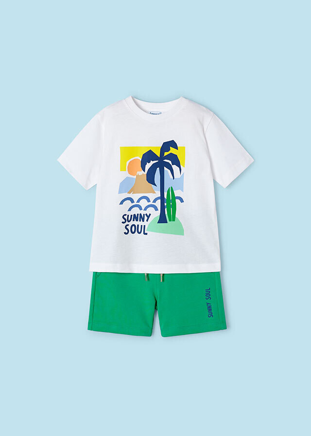 Mayoral 3602 Boy's Short Sleeve Sunny Soul T-Shirt & Shorts Set 2PC