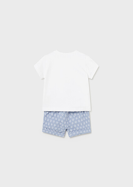 Mayoral 1205 Baby Boy's Short Sleeve Bunny T-Shirt & Shorts Set 2PC – Blanco