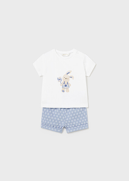 Mayoral 1205 Baby Boy's SS Bunny T-Shirt & Shorts Set 2PC/ BLANCO