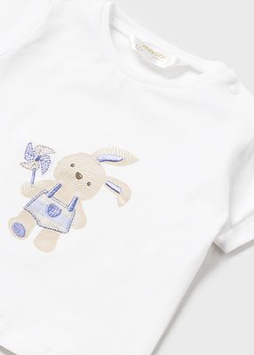 Mayoral 1205 Baby Boy's SS Bunny T-Shirt & Shorts Set 2PC/ BLANCO