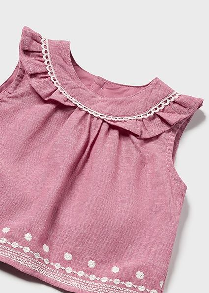 Mayoral 1298 Baby Girls Linen Top & Shorts /2 PC SET/ HIBISCUS