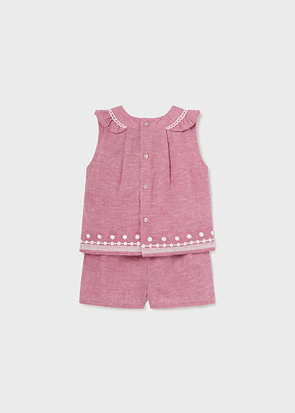 Mayoral 1298 Baby Girls Linen Top & Shorts /2 PC SET/ HIBISCUS