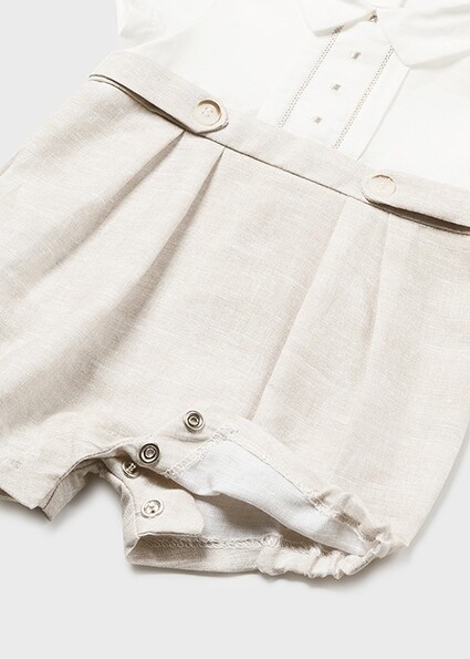 Mayoral 1635 Baby Boy's Short Sleeve Linen Ceremony Onesie – Lino