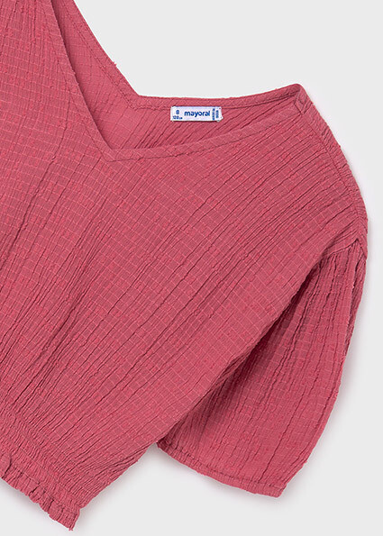 Mayoral 6102 Girl's Youth Short Sleeve Blouse /COLORETE ROSE