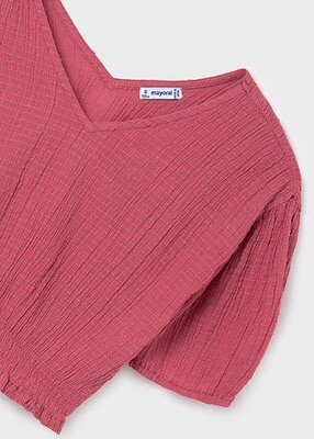 Mayoral 6102 Girl's Youth SS Blouse /COLORETE ROSE/ 