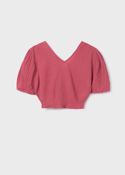 Mayoral 6102 Girl's Youth Short Sleeve Blouse /COLORETE ROSE