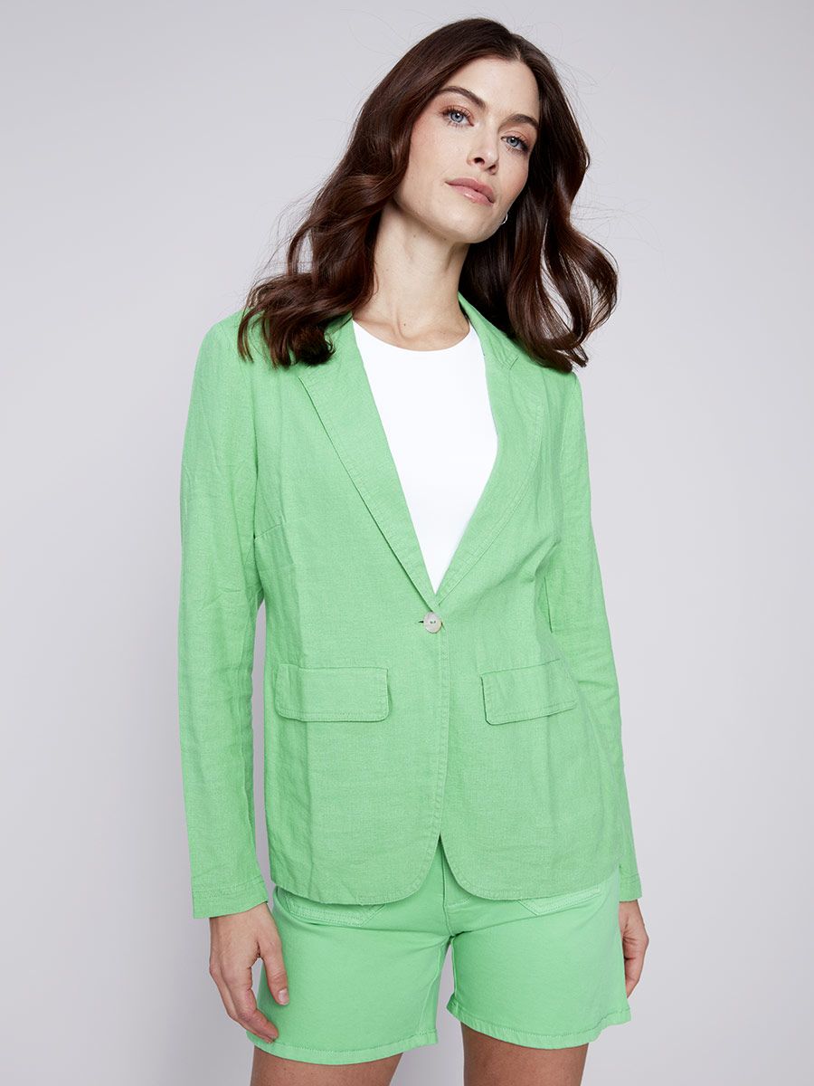 Charlie B C6301-229B Women’s Solid Linen Blazer