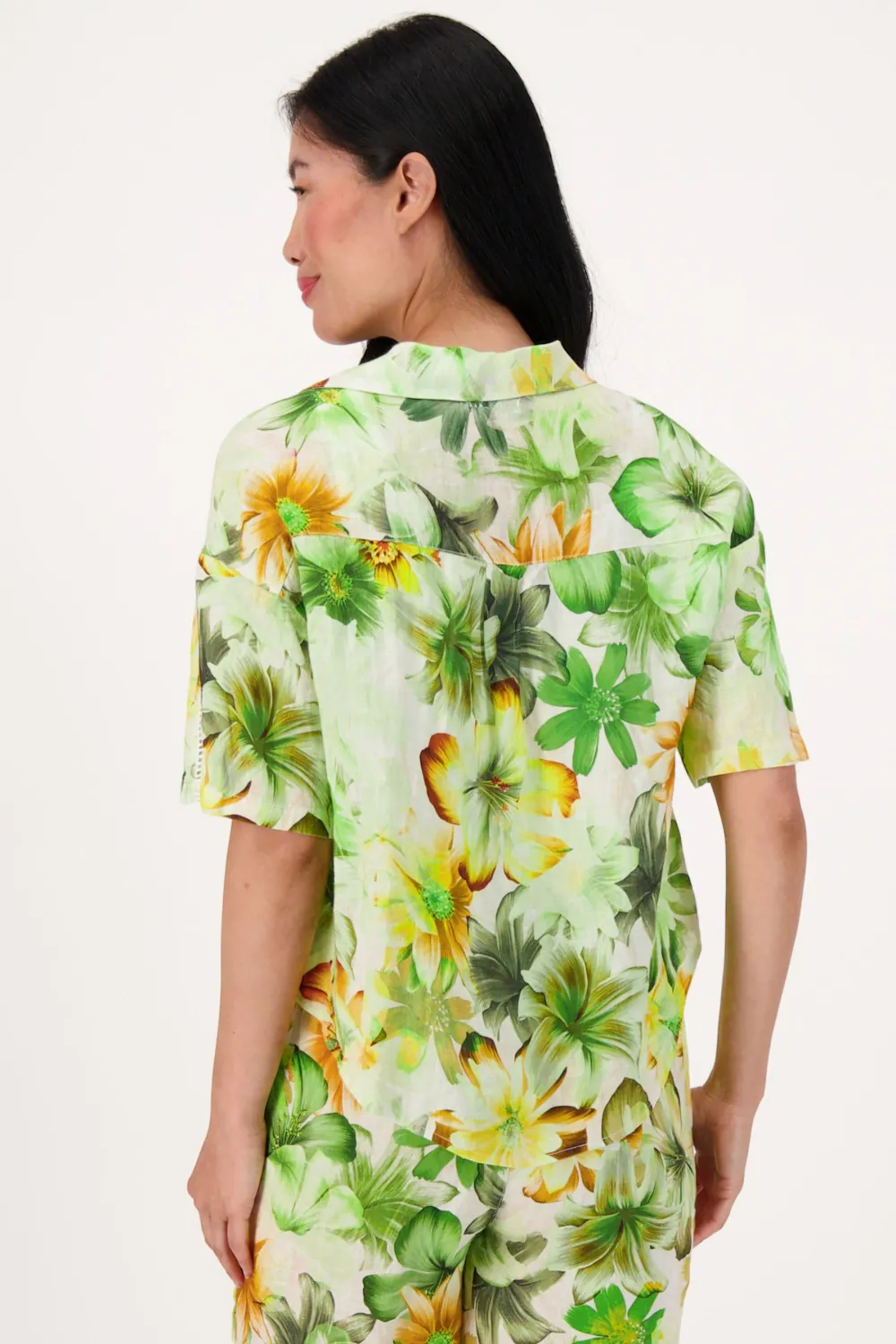 Spanner 224190 Green Floral Print Linen Shirt