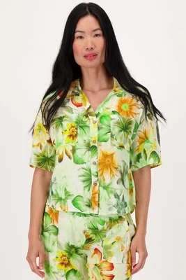 Spanner 224190 Green Floral Print Linen Shirt