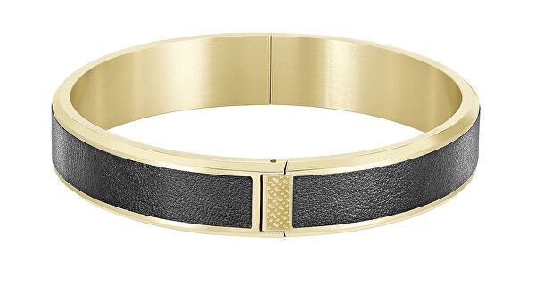 BOSS 1580507M Men's LYG IP w/ Black Leather Bracelet M