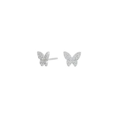 Joanli Nor NELLIE-30454140900 Sterling Silver CZ Butterfly Studs