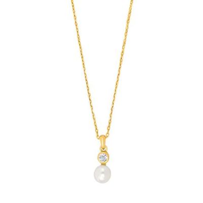 Joanli Nor NOMI-20452275900 Gold Plated CZ Pearl Pendant Necklace