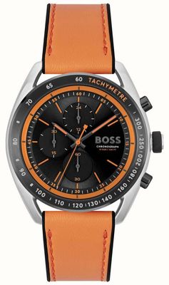 BOSS 1514025 Men's BossLeather Strap Watch – Orange & Black